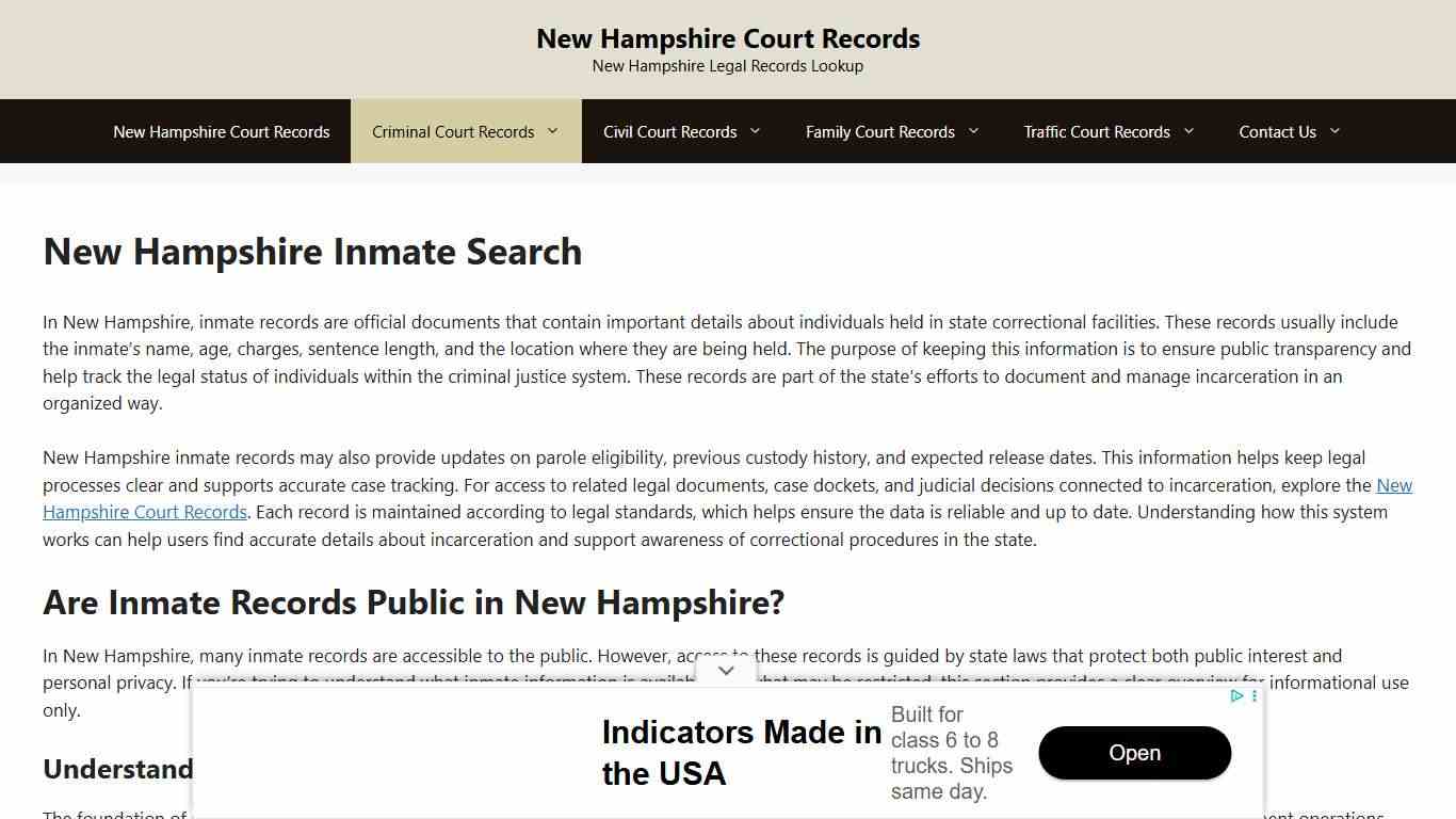 New Hampshire Inmate Search - New Hampshire Court Records